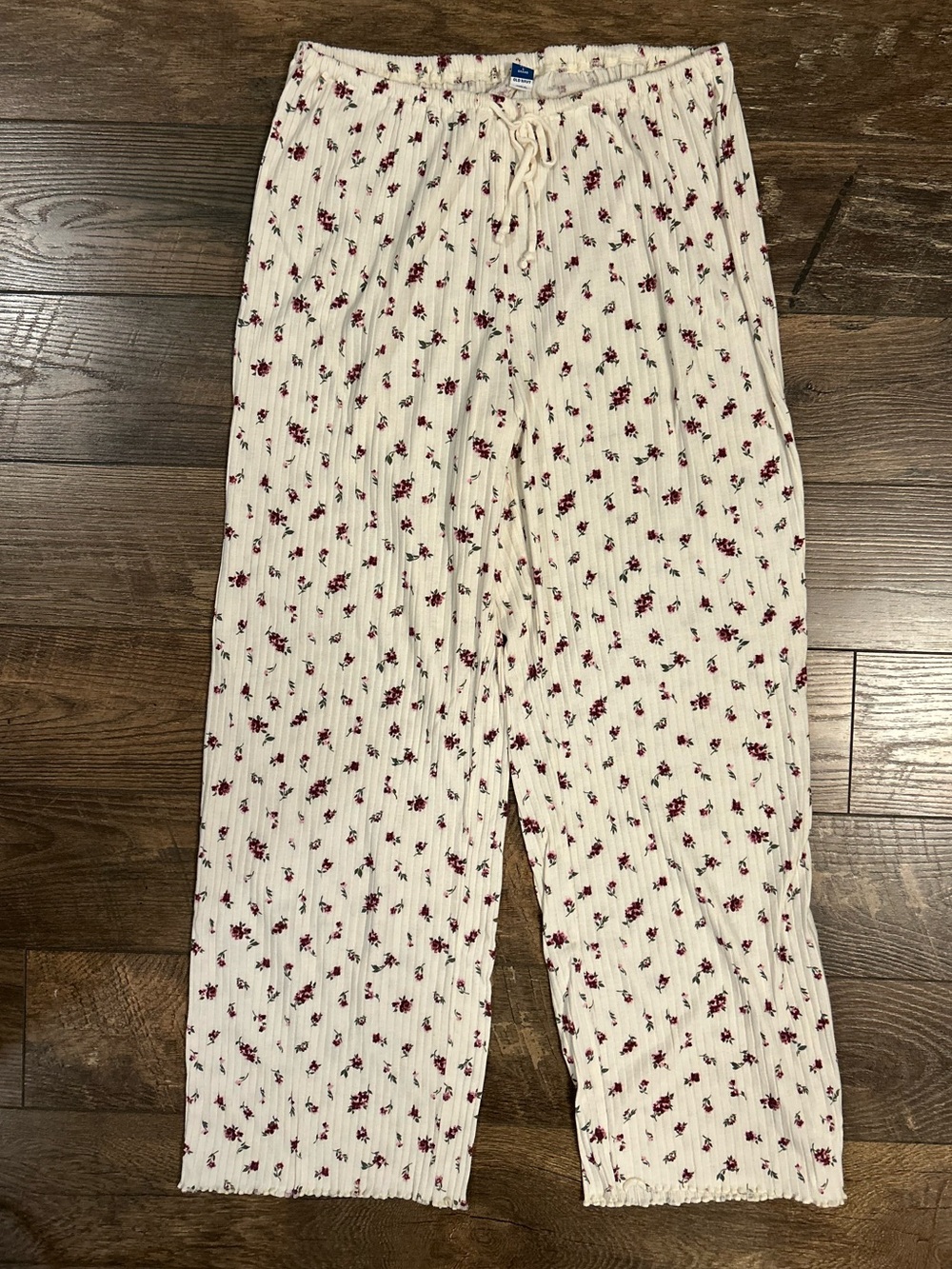 Old Navy Cream Wide-Leg Lounge Pants with Floral Print